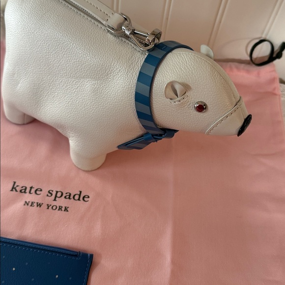 Kate Spade Blue and White Polar Bear Crossbody Bag with polar bear pouch & dusty - Picture 3 of 6